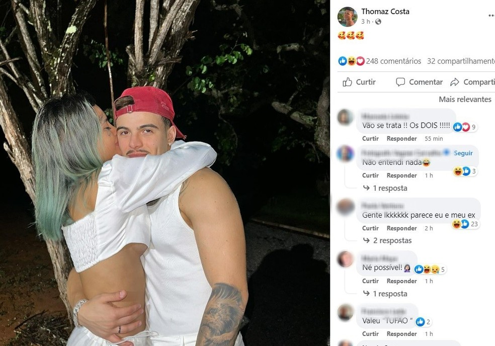 Perfil de ator Thomaz Costa posta foto com ex-namorada Tati Zaqui após acusações de agressões; cantora tem medida protetiva