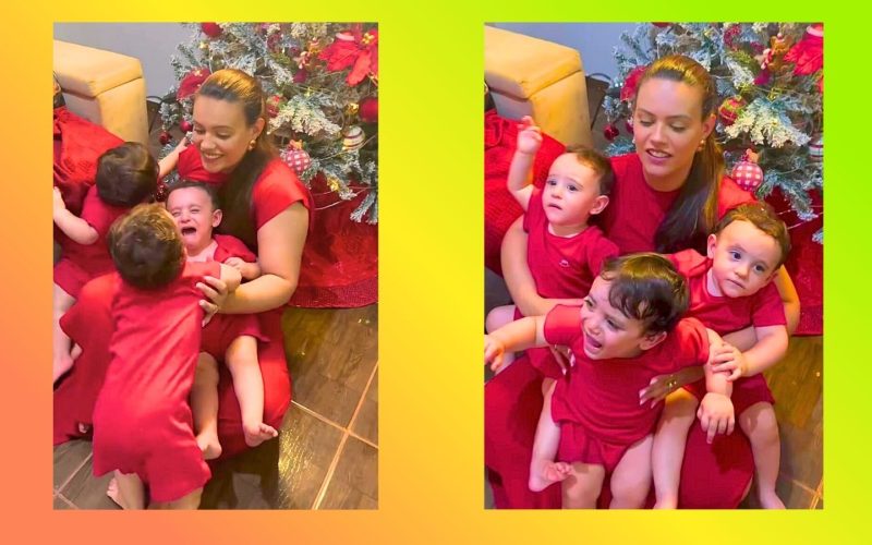 Fotografia de Natal com trigêmeos se torna viral; Assista ao vídeo!