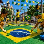 Mariana guia cidadãos na ornamentação das ruas para as partidas do Brasil