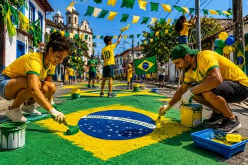 Mariana guia cidadãos na ornamentação das ruas para as partidas do Brasil