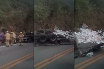 Caminhão tomba em Mariana e provoca a morte de duas pessoas