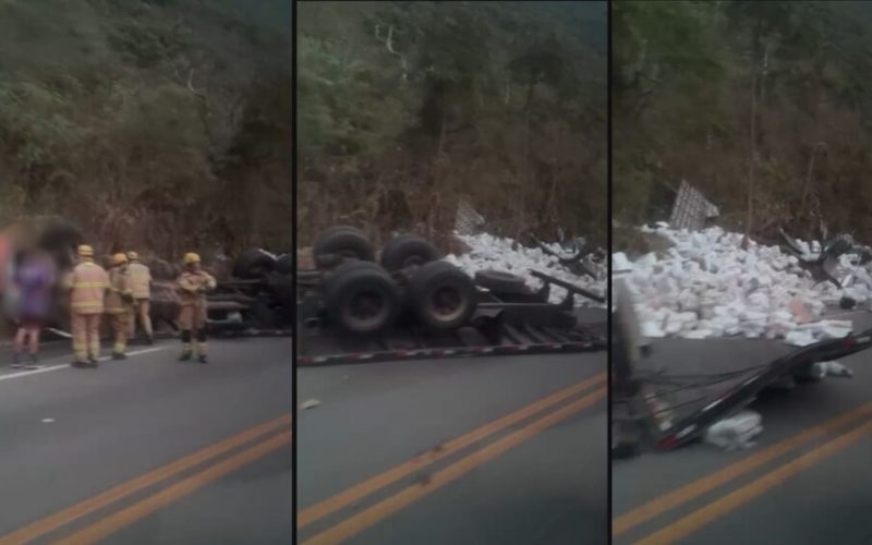 Caminhão tomba em Mariana e provoca a morte de duas pessoas